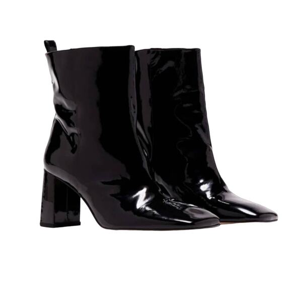 Good American Patent Leather Booties Black 7 NEW - Picture 1 of 11